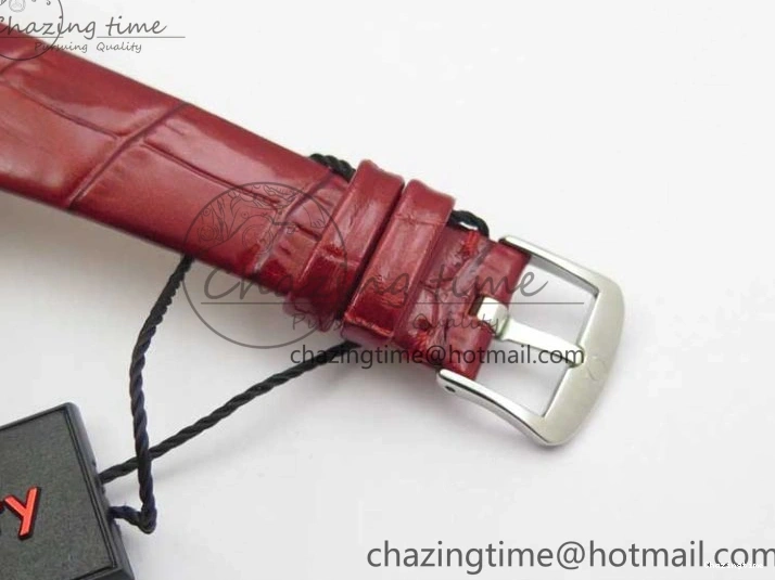 0402 Ladies’ De Ville Trésor Diamond SS 3AF 1:1 Best Edition White Dial On Red Leather Strap Swiss Quartz Snug 7885